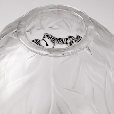 Lot 535 - Lalique Molded and Enameled Glass "Tanzania" Vase