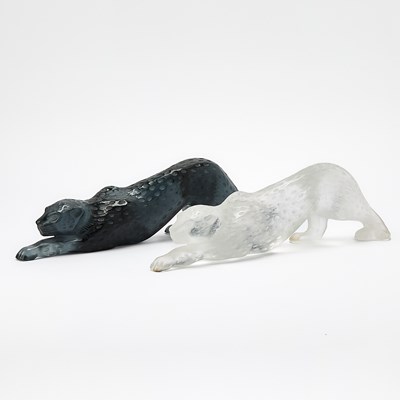 Lot 343 - Two Lalique Molded Glass Panthers