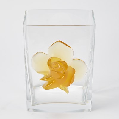 Lot 542 - Lalique Molded Glass "Amber Rose" Vase