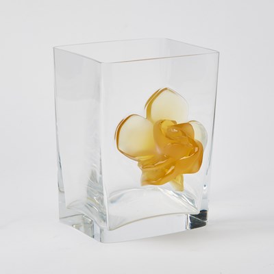 Lot 542 - Lalique Molded Glass "Amber Rose" Vase