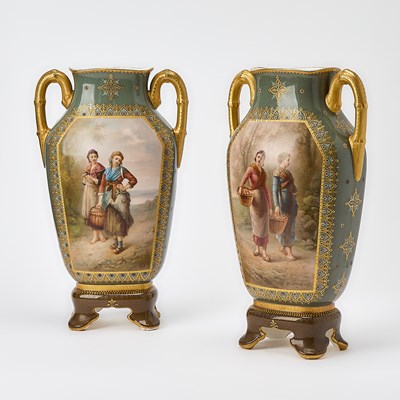 Lot 129 - Pair of Paris Porcelain Vases