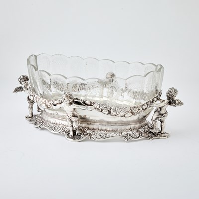 Lot 502 - German Silver and Etched Glass Centerpiece Bowl
