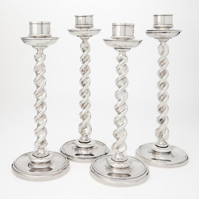 Lot 504 - Set of Four Buccellati Sterling Silver Candlesticks