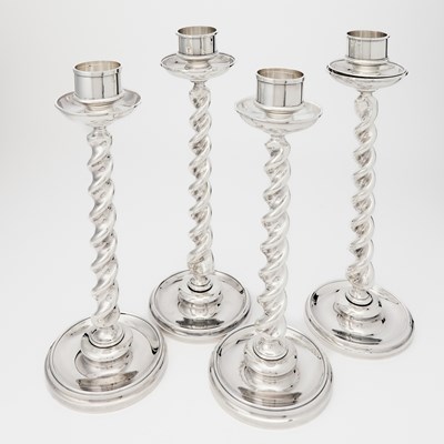Lot 504 - Set of Four Buccellati Sterling Silver Candlesticks