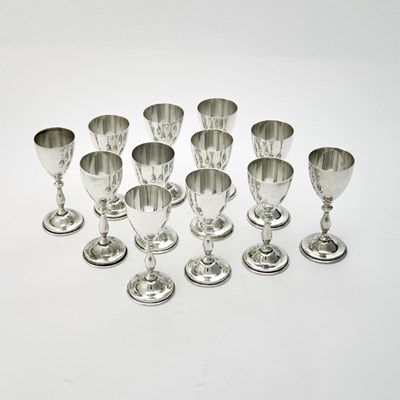 Lot 241 - Assembled Set of Twelve Mexican Sterling Silver Cordials