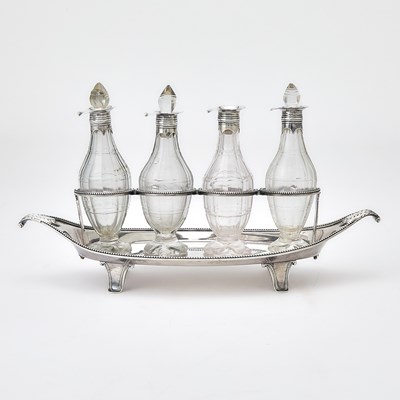 Lot 242 - George III Sterling Silver and Glass Cruet Set