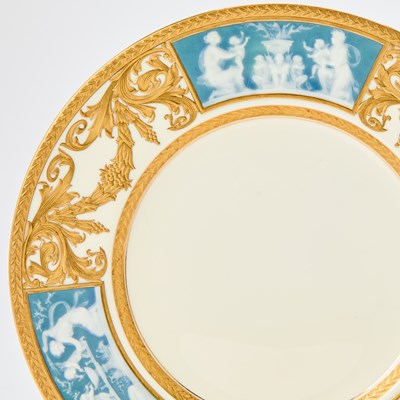 Lot 573 - Set of Ten Mintons Pâte-sur-Pâte Porcelain Dinner Plates