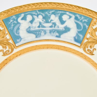 Lot 573 - Set of Ten Mintons Pâte-sur-Pâte Porcelain Dinner Plates