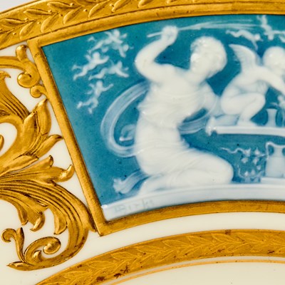Lot 573 - Set of Ten Mintons Pâte-sur-Pâte Porcelain Dinner Plates