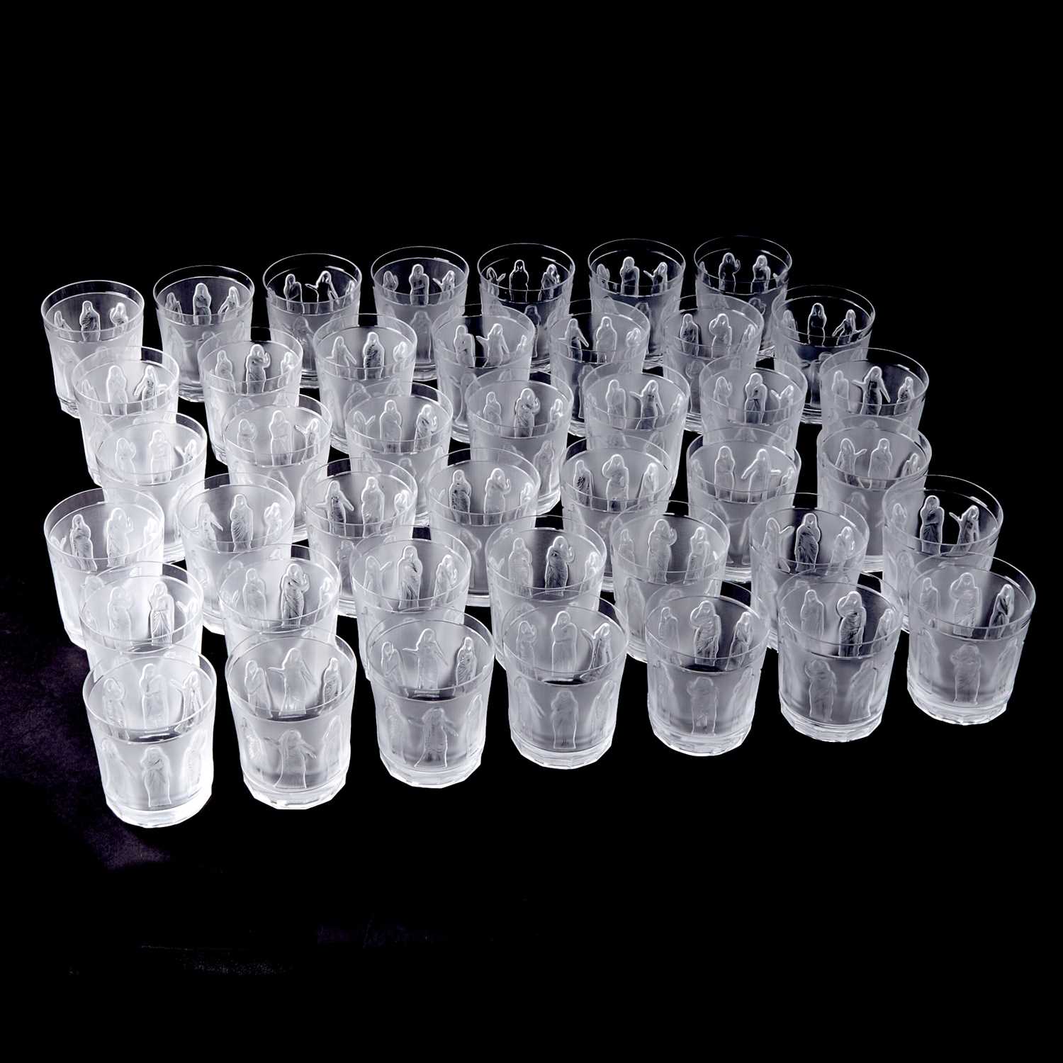 Lot 544 - Set of Forty-Two Lalique Molded Glass "Femmes Antiques" Tumbler Glasses