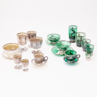 Lot 515 - Extensive Silver Overlay Glass Bar Service