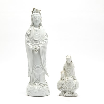 Lot 548 - Two Chinese Dehua Porcelain Figures of Guanyin