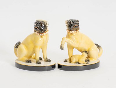 Lot 327 - Pair of Mottahedeh Porcelain Pugs