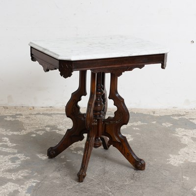 Lot 19 - Renaissance Revival Mahogany Marble Top Pedestal Table