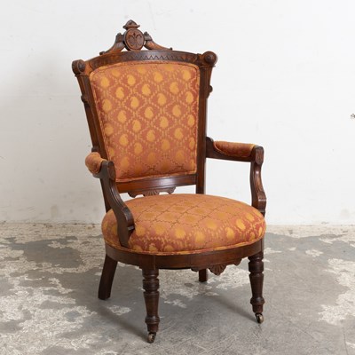 Lot 52 - Renaissance Revival / Eastlake Upholstered Mahogany Armchair