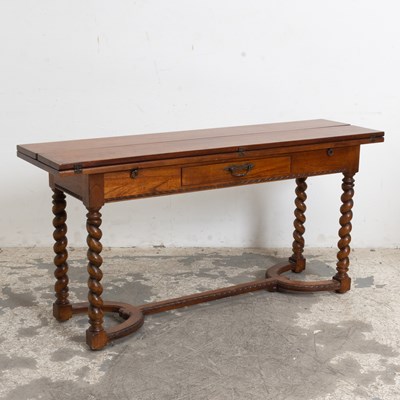 Lot 20 - William and Mary Style Oak Barley-Twist Folding Console