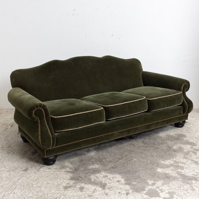 Lot 3 - Stickley Green Velvet Upholstered Sofa