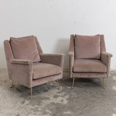 Lot 22 - Pair of Mid-Century Modern Style Upholstered Armchairs