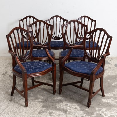 Lot 54 - Set of Seven Hepplewhite Style Shield Back Mahogany Dining Chairs