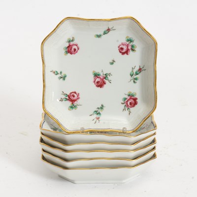 Lot 42 - Set of Six Richard Ginori Rose Pattern Porcelain Octagonal Dishes