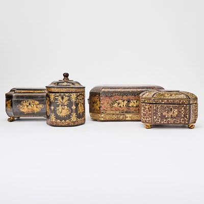Lot 102 - Group of Four Chinese Export Lacquer Boxes