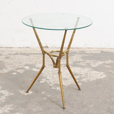 Lot 119 - Maison Bagues Style Glass Top Brass Occasional Table