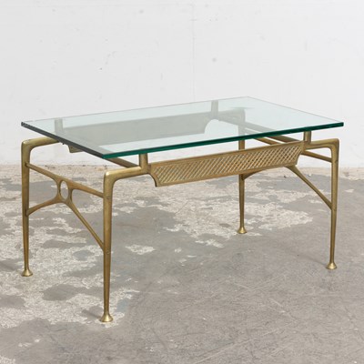 Lot 21 - Contemporary Glass and Brass Low Table