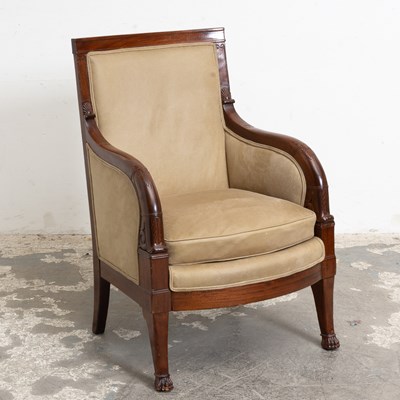 Lot 75 - Empire Style Upholstered Mahogany Bergère