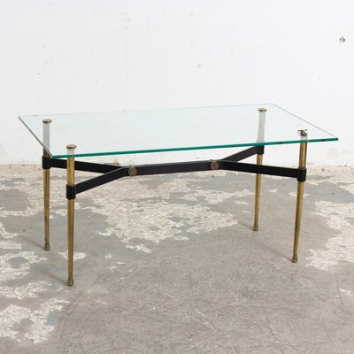 Lot 57 - Gilbert Poillerat Style Brass, Glass and Steel Low Table