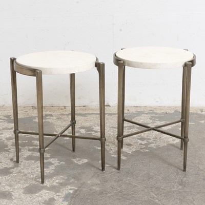 Lot 60 - Pair of Travertine and Gilt-Metal Occasional Tables