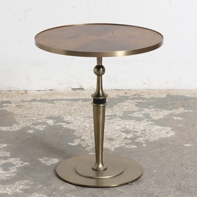Lot 61 - Jonathan Charles Walnut Laminate and Patinated Cast Steel Barcelona Drinks Table