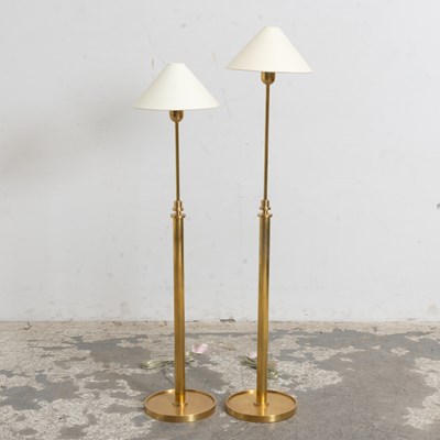 Lot 66 - Pair of Mid-Century Style Modern Brass Floor Lamps