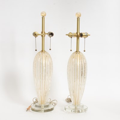 Lot 138 - Pair of Murano Glass Gold-Flecked Lamps
