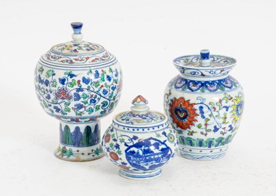 Lot 339 - Three Chinese Doucai Porcelain Vessels