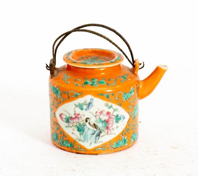 Lot 352 - Chinese Orange Demitasse Porcelain Teapot