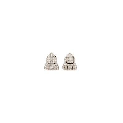 Lot 1130 - Pair of Platinum and Diamond Clips