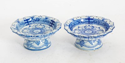 Lot 355 - Pair of Blue and White Porcelain Footed Bowls