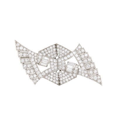 Lot 69 - Platinum and Diamond Double Clip-Brooch