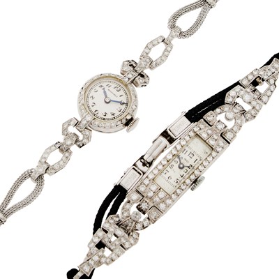 Lot 1133 - Two Platinum, Stainless Steel and Diamond Wristwatches