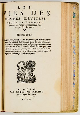 Lot 23 - A nice copy of Plutarch's lives in French