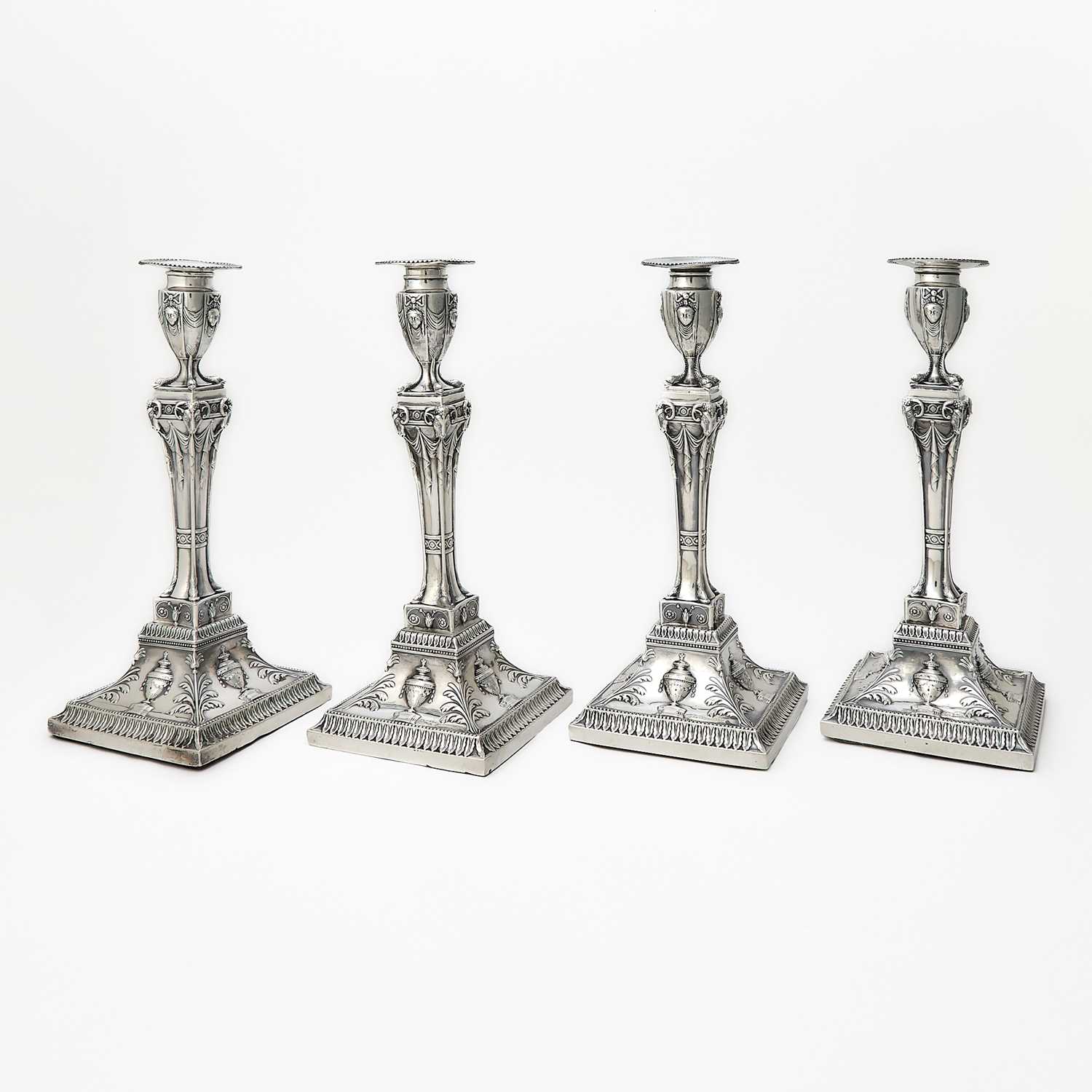 Lot 27 - Set of Four George III Sterling Silver Candlesticks