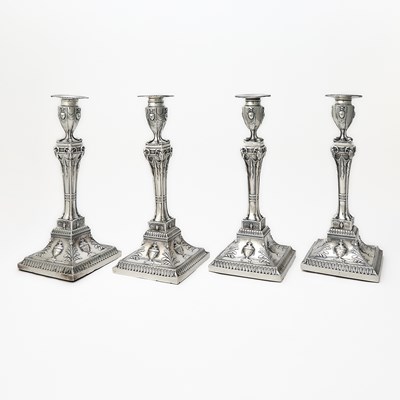 Lot 27 - Set of Four George III Sterling Silver Candlesticks