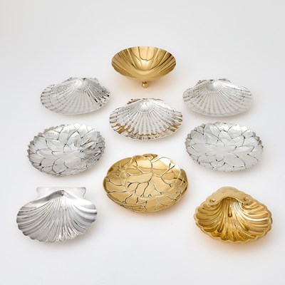 Lot 251 - Group of Seven Tiffany & Co. Sterling Silver and Gilt Dishes