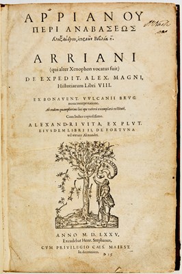 Lot 21 - An important edition of Arrianus on Alexander the Great