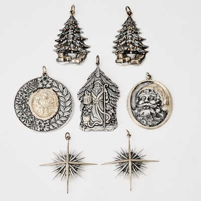 Lot 569 - Seven Buccellati Sterling Silver Christmas Ornaments