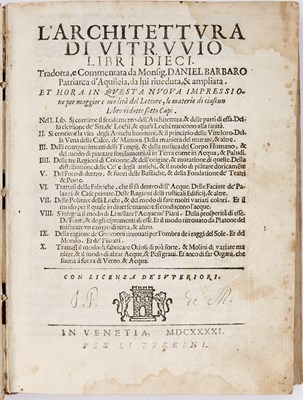 Lot 30 - A scarce Italian edition of Vitruvius