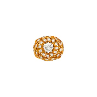 Lot 86 - Two-Color Gold and Diamond Dome Ring