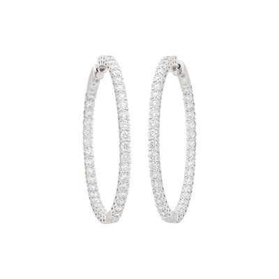 Lot 46 - Pair of White Gold and Diamond Hoop Earrings
