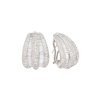 Lot 153 - Pair of White Gold and Diamond Half-Hoop Earrings