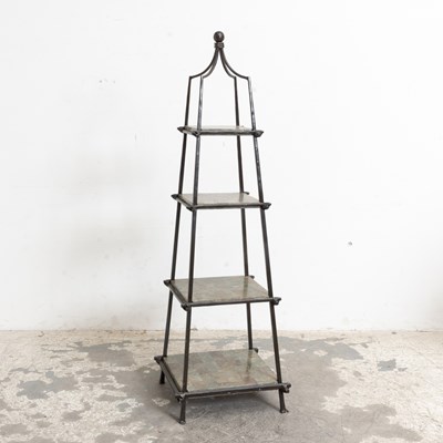 Lot 8 - Metal and Marble Four-Tier Etagere